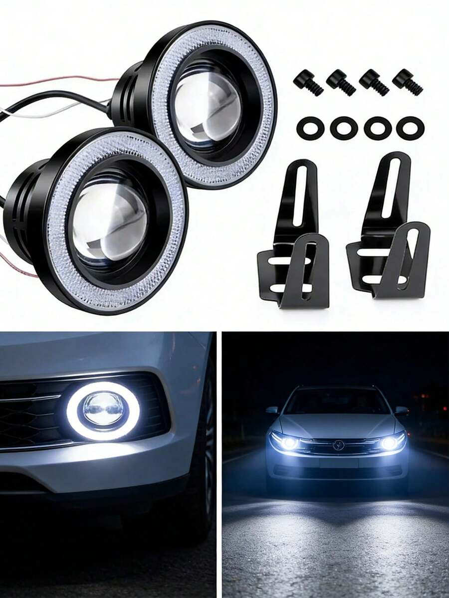 2 Faros LED Ojo de Ángel de 3.5 Pulgadas, Faros de Niebla Universales para Auto - azul - Ver 1