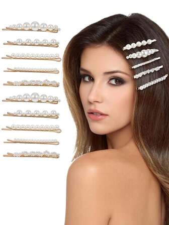 5pcs Women's Fashion Pearl Hair Clips Side Bangs Hairpins, Stylish Creative Hair Accessories
