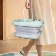 (EU Plug) 1pc Foldable Electric Foot Spa Bath Massager, Automatic Temperature Control, Foot Massage Basin With Rollers, Ideal For Gift Or Personal Use - Green - View 4