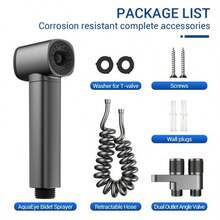 4 Pcs Bidet Sprayer For Toilet, Handheld Sprayer Kit, Cloth Diaper Sprayer Set - Màu xám đen - Xem 1