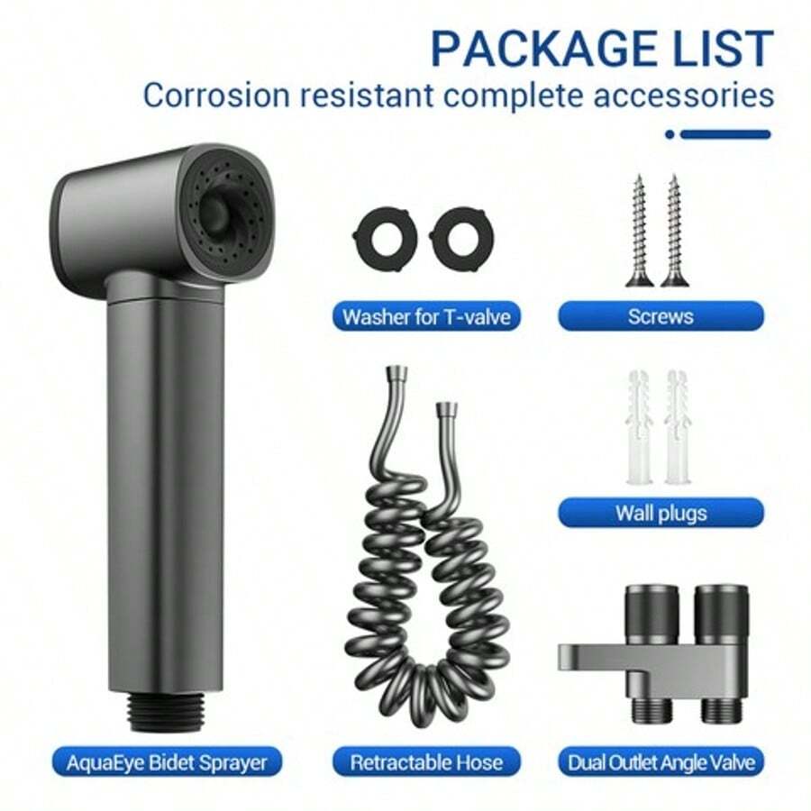 4 Pcs Bidet Sprayer For Toilet, Handheld Sprayer Kit, Cloth Diaper Sprayer Set - Màu xám đen - Xem 1