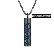 复古黑色不锈钢香薰扩香吊坠项链镂空小盒项链香水精油扩香项链香薰首饰钛钢项链女士情侣朋克吊坠DIY配件 - 黑色 - 查看 10