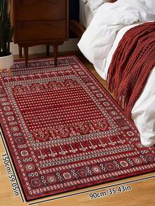 1pc Red Vintage Bohemian Style Carpet, Polyester Fiber Machine Washable Non-Shedding Easy Care Home Decor Rug, Suitable For Living Room Sofa, Bedroom, Office Desk, Dining Room Kitchen, Bedside, Entryway, Outdoor Camping, Room Decor Area - 彩色 - 查看 15