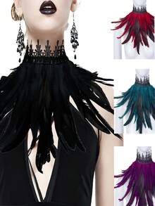 Carnival Witch Feather Scarf Shawl - Grey Swan Wings - Shoulder Shawl - Fairy Tale Style Costume, For Women Only - Multicolor - View 2