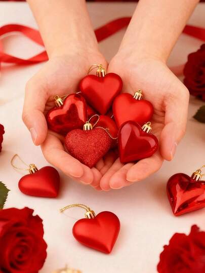 24pcs/Set Heart Shaped Decorations, Multi-Color Heart Ornaments Suitable For Valentine's Day, Mother's Day, Wedding Anniversary, Party Decor