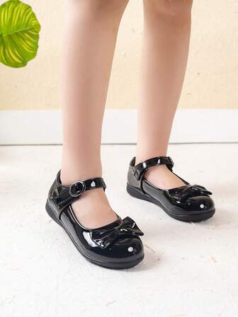 รองเท้าเด็กผู้หญิงหนังนิ่มลำลอง รองเท้านักเรียนพื้นเรียบกันลื่นใส่สบายพร้อมหัวเข็มขัด รองเท้าเจ้าหญิง