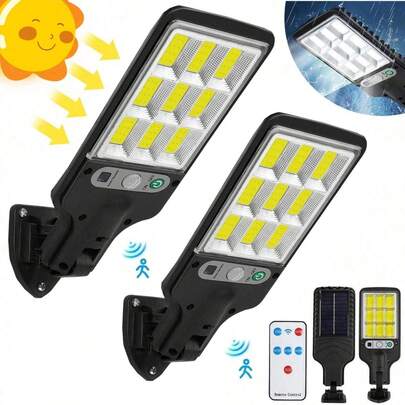 1 pieza Luz de pared solar LED ligera, lámpara solar ajustable de varios modos resistente al agua (con controlador), adecuada para jardín, exterior, patio, pasillo, escuela y otros lugares