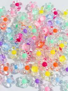 50/100颗 12毫米透明糖果色花形珠子，DIY手机挂绳和汽车配件 - 彩色 - 查看 10