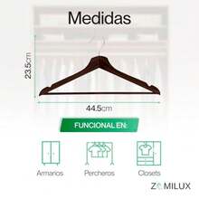 CYPN40 Ganchos De Madera para Ropa - con Barra Antideslizante Y Gancho Giratorio 360° - Perchas Ultra Resistentes para Pantalones Trajes Faldas Y Abrigos - Color CaobaFashion - 222561018 - Ver 7