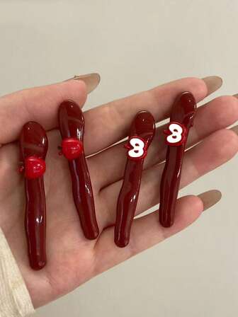 4pcs Korean Cute Mini Apple Bangs Clip, Suitable For Daily Makeup, Wispy Bangs Clip, Ancolle Red Alligator Hair Clip, Women Accessories, Best Gift For Friends And Teachers, Claw Clips, Hair Slide, Hair Barrettes