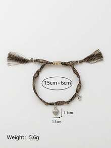 1pcINS Fashion Stainless Steel Paired With A Heart-Shaped Goddess Crescent Pentagram Pendant Woven Rope Bracelet, Electroplated With 18k Gold, Showcasing Feminine Charm, Waterproof And Sweat Resistant, Suitable For Valentine's Day And Holiday Play, Daily Casual Wear. Ladies' Jewelry. - Multicolor - View 9