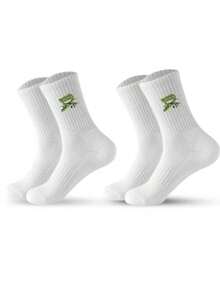 10 Pairs Upgraded Classic Mountain & Sea Pattern Solid Color Socks, Comfortable & Soft, Suitable For All Seasons, Ideal For Fitness And Running - Moisture-Wicking Breathable Fabric - Seamless Toe Design - Non-Slip Design - Suitable For Basketball, Hiking And Daily Wear - White - View 7