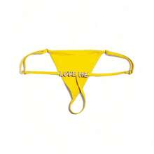 Custom Thong G-Strings With Charms Name Personalized Charm Thong With Any Name Custom Thong Couple Gift Fashionable, Colorful, Funny Unique, Customized Finds Gift, Personalized Gifts For Women, Lingerie, Winter Fashion, Panties, Underwear, Thongs Ideal Gifts For Her Family, Friends, For Winter, For Fall/Autumn, For Holiday, Rave,Chic Autumn,Enchanted Romance Gown,Bridallingerie - 黃色 - 查看 3