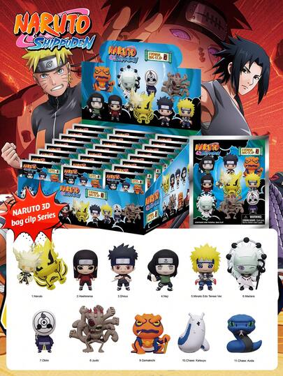 Viz Media 1个官方授权盲盒 3D动漫人物包夹神秘盲盒PVC钥匙扣随机一个 柱间 宁次 惊喜包钥匙扣挂件手机钱包包包装饰背包挂件圣诞节生日礼物