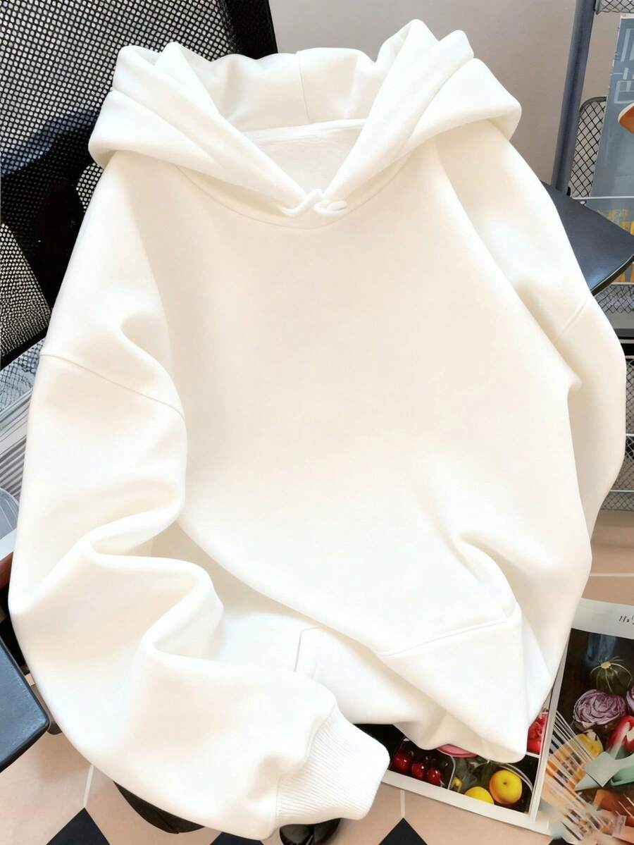 Women's Simple Solid Color Blend Hoodies Non-Fleece Casual Outdoor Walking Outfits - 白色 - 查看 1
