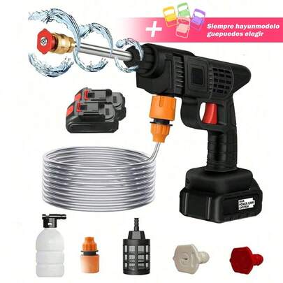 LÈRFM Kit Lavado Coches Inalámbrico, Pistola Agua a Presión Portátil - Hidrolimpiadora Sin Cable para Autos, Moto, Bicicleta