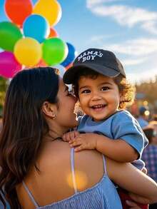 Mũ lưỡi trai thời trang cho bé gái và bé trai, thêu chữ MAMA BOY, nhẹ, chống nắng, có thể điều chỉnh, thích hợp cho hoạt động ngoài trời và chơi đùa. - màu đen - Xem 2