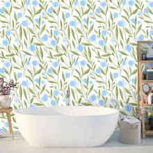 1 Cuộn Giấy Dán Tường Tự Dính Không Mùi Hình Hoa Tulip, Họa Tiết Cây Xanh Tươi Mát, Giấy Dán Tường Vinyl, Dày, Bền, Chống ẩm, Chống thấm nước, Có thể bóc ra, Dễ Lắp Đặt, Giấy Dán Tường Tự Làm cho Phòng Ngủ, Phòng Khách, Giấy Dán Tường Nhà Bếp, Giấy Dán Trang Trí Nội Thất - màu xanh lá - Xem 5