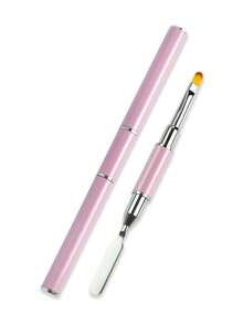 Brush And Picker,Dual-Ended 2 IN 1 Design Stainless Steel Gel Nail Brush Slice Gel Acrylic Nails Extension Quick Building Gel,Home Use And Professional Nail Salon(Pink) - Màu tím hoa cà - Xem 4