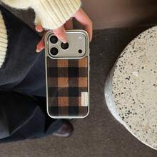 Niche Autumn/Winter Minimalist High-End Chessboard Pattern Compatible With IPhone 17/16 Pro Electroplated Silver Frame 14 Pro Personalized 15 Hard Case With Silver Edges And Resin