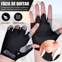 Guantes Deportivos Mujer y Hombre, Guantes de Fitness y Ciclismo, Alfombrilla Antideslizante de Silicona para Medio Dedo, Guantes de Gimnasia para Hombres y Mujeres - G + Negro ordinario - Ver 5