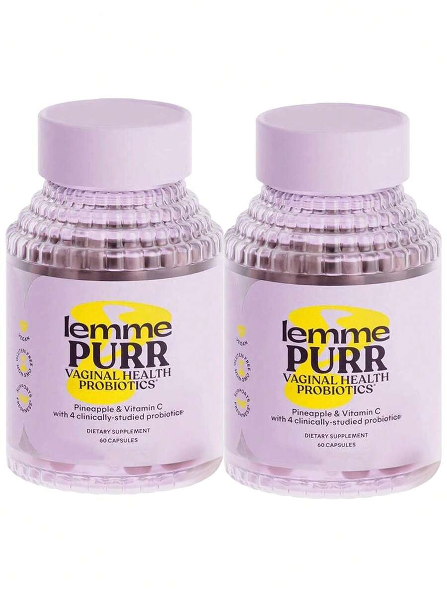Lemme Purr Vaginal Probiotics For Women - Promotes PH Balance, Healthy Vaginal Odor & Urinary Tract Health W/Lactobacillus Blend, Clinically Tested Strains, Pineapple & Vitamin C - 60 Veggie Capsules - 2瓶 - 查看 1