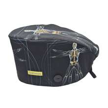 Gorra de trabajo negra, cmoda y transpirable para hombres y mujeres, larga estetica para la cabeza - Tallanica Da Vinci - Ver 5