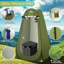 Portable Toilet Kit, Camping Toilet With - Privacy Tent And Poo Gel Toilet Bags, Washable Portable Outdoor Showers Changing Rooms - 黑色廁所和綠色帳篷 - 查看 5
