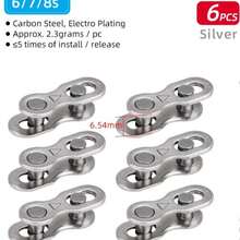 6 Pairs Bicycle Chain Quick Release Buckles, Compatible With 6/7/8/9/10/11/12 Speed Chain Connectors Master Links, Steel Electroplated Silver Mountain Bike Accessories - Multicolor - View 14