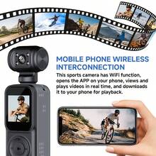 Compact & Convenient Ultra HD Camera, Outdoor Sports Riding DV Recorder, Screen Night Vision Camera With Anti-Shake Design, WiFi Connection, Quick Mobile Connectivity, Skiing/Riding/Climbing/Hiking/Running, One-Click Recording To Capture Wonderful Life - Multicolor - View 5