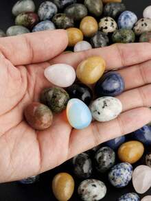 5/10/15/25颗天然减压石，大型抛光矿物蛋形水晶，口袋掌心脉轮蛋形水晶，缓解焦虑冥想平衡精神，复活节装饰（随机） - 彩色 - 查看 6