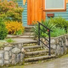 Matte Black 1-3 Steps Adjustable Straight Handrail Garden Stair Handrail - Straight Handrail - View 3