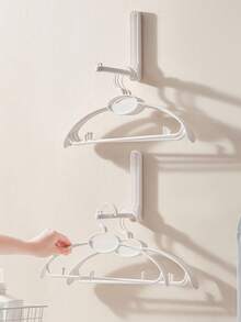 1pc Space-Saving Foldable Hanging Organizer, Compatible With Velvet/Wooden/Plastic Hangers And Tiered Shelves, Multipurpose Hole-Free Storage Rack - Multicolor - View 9