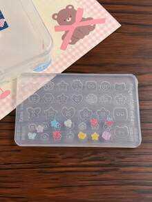 1pc Cartoon Button, Key Chain, Heart Lock, Fruit, Star, Kitten, Cookie Shaped Transparent Silicone Nail Art Mold, Creative Decorative Accessory - Clear - View 4