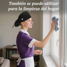 HETIE 3 Piezas Gorros Quirurgicos Mujer, Sombrero de Trabajo para Mujer Ajustable, Bolsa de Cola de Caballo con Lazo en La Espalda Adecuado para Trabajar, Cuidar y Cocinar - Talla Única-XL + black - Ver 9