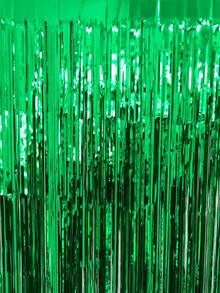4pcs Metallic Foil Fringe Curtain Backdrop Decor, Party Background Metallic Foil Fringe Curtain, 1st Birthday Party Supplies, Baby Shower Decorations, Gender Reveal Party, Girl Baby Shower Decor - Green - View 6
