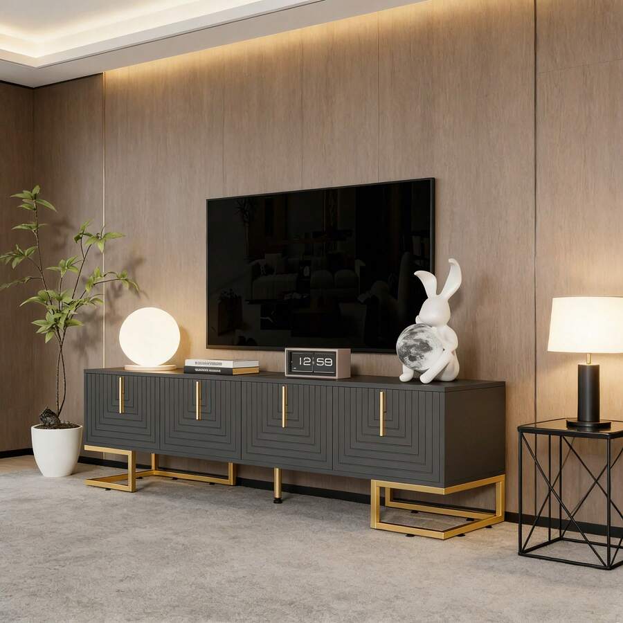 Television Stands & Entertainment Centers - Grey + Particle Board + 70-79 Inches - View 1