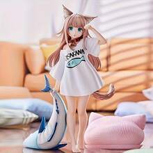 Charming Anime Cat Girl Statue With Fish Ornament, 7.09inch High-Quality PVC Articulated Figure, Multi-Color Design, Ideal For Bedroom And  Decoration, Perfect Gift For Anime Lovers - 1 cái - Xem 1