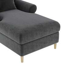 Upholstered Chaise Longue, Folding, Comfortable For Reading, In Velvet, Pouf Chair In The Living Room And Bedroom, Beige, Grey.