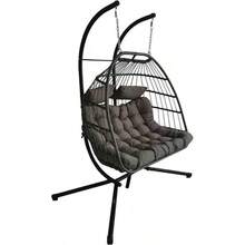Double Seats Foldable Rattan Swing Chair Hammock With Stand Hanging Garden Patio Weather-Resistant Patio Outdoor - Grey - View 4