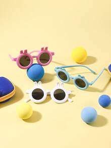 1 Set 3PCS Boy's And Girl's 3-8Y Polycarbonate Cartoon Bunny Frame Sweet Cute Versatiley Fashion Glasses, Outdoor Travel Festival Party Outfit, With Glasses Case - Multicolor - View 4