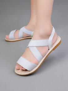 儿童夏季休闲细跟超柔软平底凉鞋 - 米色 - 查看 5