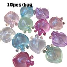 时尚简约亚克力彩色爱心珠DIY发饰，装饰材料，百搭日常佩戴，送朋友的好礼物