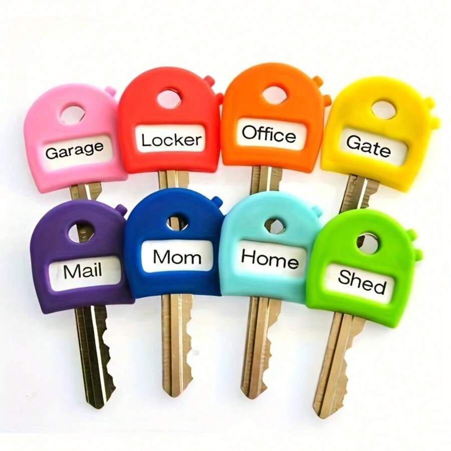 Nuevo set de llaves de colores conveniente, set de llaves elásticas, set de tapas de llaves de silicona, juego de llaveros de identificación - Silicona 32 piezas por paquete, 8 colores distribuidos uniformemente - Ver 1