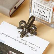 Large Iris Flower Planner Binder, Copper-Tone Metal File Folder, Coin Purse, TN Clip, Office Stationery, Long Tail Clip, Metal Memo Clip - Bronze - View 1