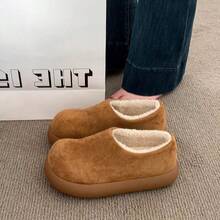 Zapatos  Vintage Forrados de Felpa Cálidos de Cobertura Completa 2025 Otoño Invierno Nuevos Zapatos de Algodón de Moda con Suela Gruesa que Aumentan la Altura - Camel - Ver 2