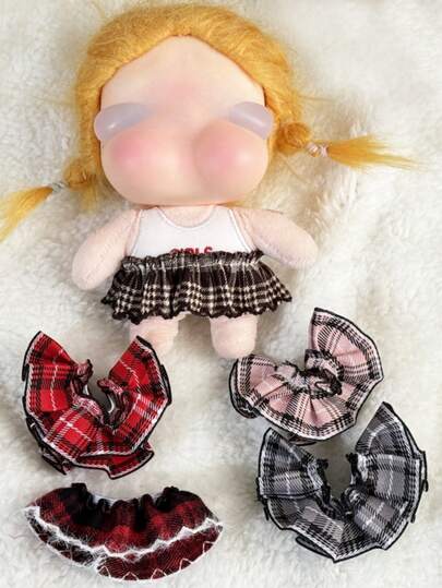 Ropa para muñeca de 15 cm, falda a cuadros, accesorios de vestir para muñecas, regalo DIY para niños, accesorio de disfraz de muñecas