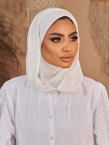 1件装女士纯色简约百搭穆斯林速戴头巾，套头式设计，方便快捷佩戴，简约休闲优雅经典百搭，一体式帽衬围巾，舒适透气面料，适合搭配头巾服饰，日常穿着。 - 一體式 - 查看 16