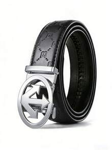 1 Piece Of 2026 New Arrival Men's Light Luxury Arrow-Shaped Automatic Buckle Belt, A Fashionable And High-End Business Belt With Letter-Embossed Strap, 47 Inches Long. Perfect For Matching With Jeans, It Is Suitable For Daily Outings And Office Business Wear, And Also Serves As An Ideal Gift For Family Members And Boyfriends On Anniversaries Or Festivals. - Multicolor - View 6