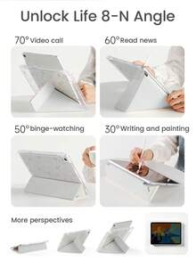 可爱卡通波点绿星双面亚克力透明水晶后盖，防震耐用，适用于iPad 7、8和10代（10.2英寸）。内置笔槽，支持睡眠/唤醒功能和多种折叠支架模式。是2026年新年和圣诞节的理想礼物。 - 彩色 - 查看 6